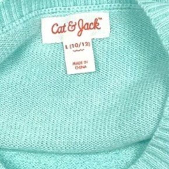 Kids Polar Bear Sequin Holiday Sweater Teal Size L 10-12 Winter NWOT - Picture 5 of 9